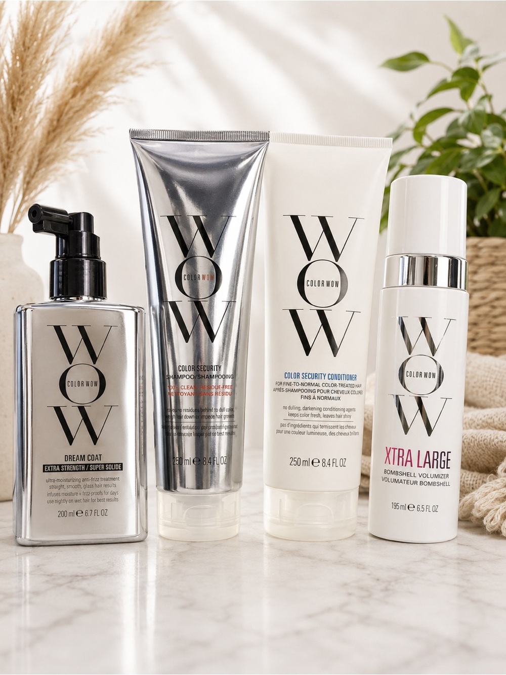 NEW! COLOR WOW Hair Care 4 Pc Bundle Dream Coat Shampoo Conditioner Xtra Large